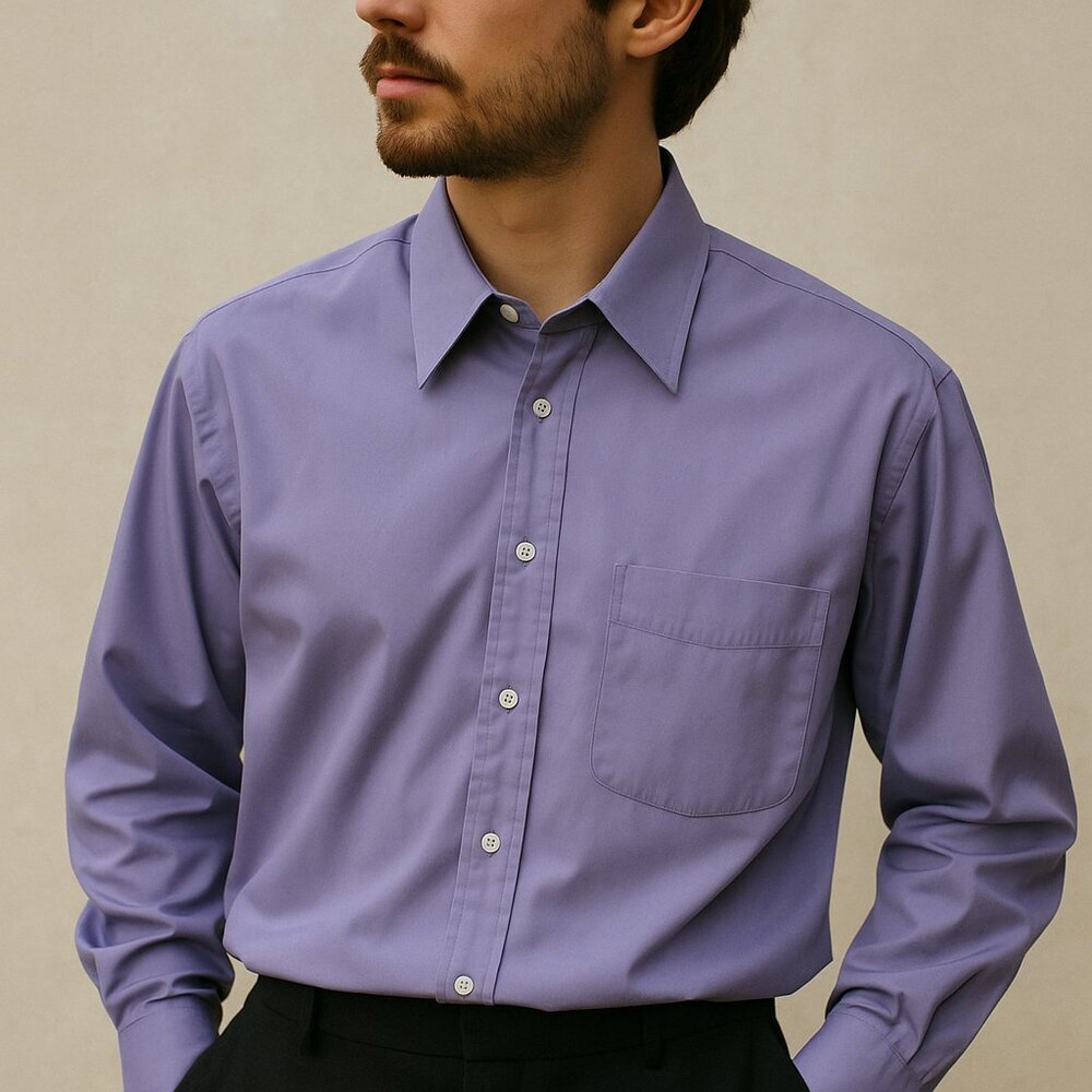 Vintage Yves Saint Laurent Purple Button-Up Dress Shirt Men’s 17 32/33 – Classic